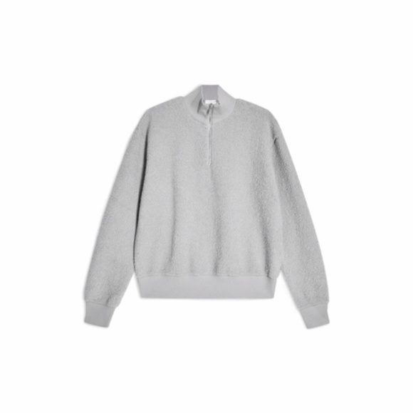 TopShop Grey Fluffy Funnel Half Zip Sweater - Picture 2 of 9